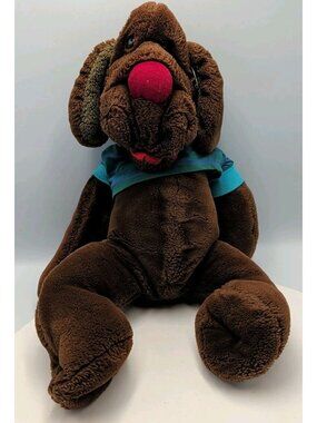 Vintage Plush Ganz Wrinkles The Dog Plush Puppet 18” 1981 Red Nose Striped Tee